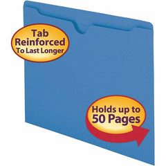 SMEAD - 11-3/4 x 9-1/2", Letter Size, Blue, File Folders with Top Tab - 11 Point Stock, Straight Tab Cut Location - A1 Tooling