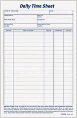 TOPS - 5-1/2" High x 8-1/2" Wide Daily Time & Job Sheets - Gray, White, Use with Manual Entries - A1 Tooling