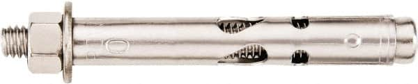 Powers Fasteners - 1/2" Diam, 1/2" Drill, 3-3/4" OAL, 1-1/8" Min Embedment Sleeve Concrete Anchor - 304 Stainless Steel, Hex Head, Hex Drive, 3-3/4" Thread Length - A1 Tooling