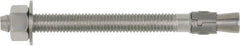 Powers Fasteners - 3/4" Diam, 3/4" Drill, 6-1/4" OAL, 3-3/8" Min Embedment Wedge Expansion Concrete Anchor - 316 Stainless Steel, Hex Head, Hex Drive, 4-3/8" Thread Length - A1 Tooling