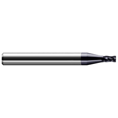 Corner Radius End Mill: 0.1562″ Dia, 0.235″ LOC, 0.02″ Radius, 4 Flutes, Solid Carbide 2″ OAL, 3/16″ Shank Dia, 30 ° Helix, AlTiN Coated, Corner Radius End