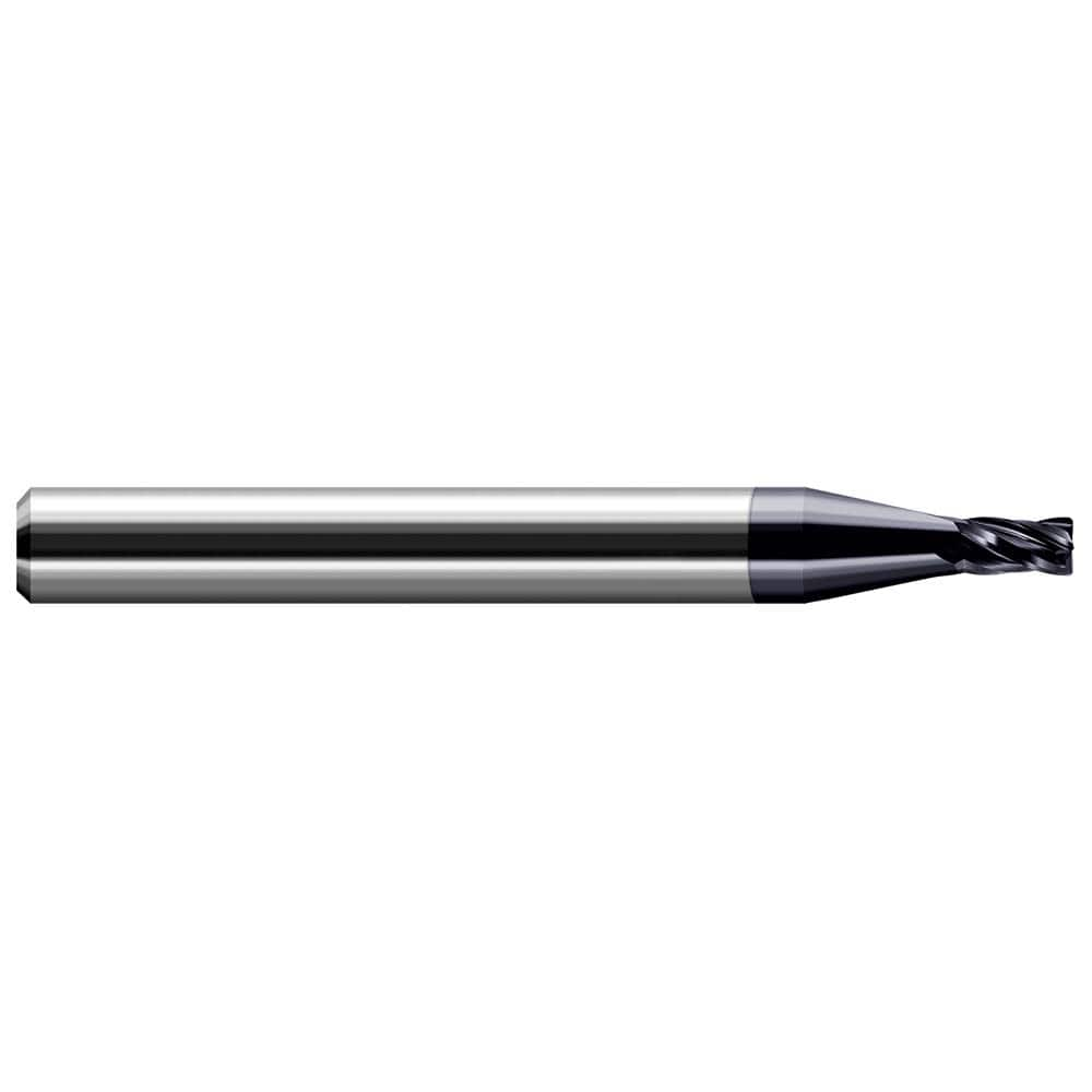 Corner Radius End Mill: 0.156″ Dia, 0.235″ LOC, 0.045″ Radius, 4 Flutes, Solid Carbide 2″ OAL, 3/16″ Shank Dia, 30 ° Helix, AlTiN Coated, Corner Radius End