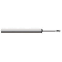 Corner Radius End Mill: 1/8″ Dia, 3/16″ LOC, 0.03″ Radius, 3 Flutes, Solid Carbide 2-1/2″ OAL, 1/8″ Shank Dia, 42 ° Helix, Bright/Uncoated, Corner Radius End