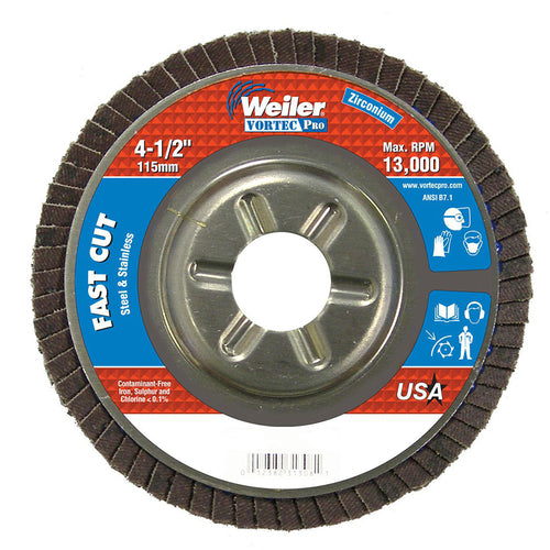 ‎4-1/2″ Vortec Pro Abrasive Flap Disc, Angled, Aluminum Backing, 60Z, 7/8″ Arbor Hole - A1 Tooling