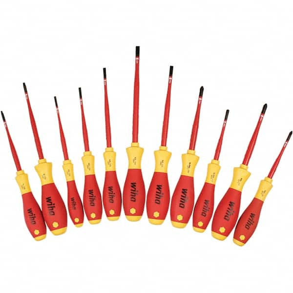 Wiha - 8 Piece Slotted, Phillips, Square & Terminal Xeno Screwdriver Set - Bit Sizes: Philips #1 & #2, Comes in Box - A1 Tooling