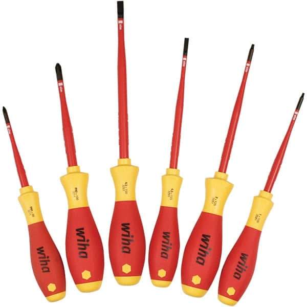 Wiha - 6 Piece Slotted, Phillips & Square Screwdriver Set - Bit Sizes: Philips #1 & #2, Comes in Box - A1 Tooling