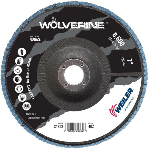 7″ Vortec Pro Abrasive Flap Disc, Angled, Phenolic Backing, 40Z, 7/8″ Arbor Hole - A1 Tooling