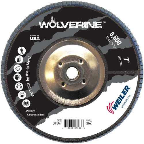 7″ Vortec Pro Abrasive Flap Disc, Angled, Phenolic Backing, 36Z, 5/8″-11 UNC Nut - A1 Tooling