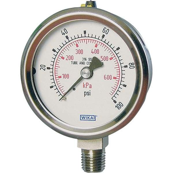 Wika - 2-1/2" Dial, 1/4 Thread, -1-15 Scale Range, Pressure Gauge - Lower Connection Mount, Accurate to 2-1-2% of Scale - A1 Tooling