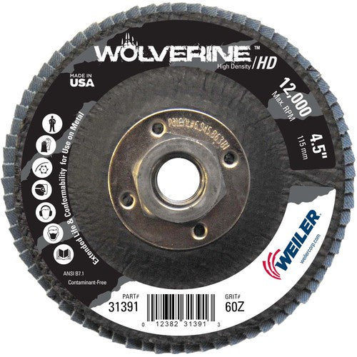 4-1/2″ Vortec Pro High Density Abrasive Flap Disc, Flat, Phenolic Backing, 60Z, 5/8″-11 UNC Nut - A1 Tooling