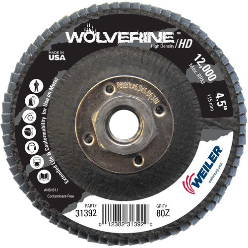 4-1/2″ Vortec Pro High Density Abrasive Flap Disc, Flat, Phenolic Backing, 80Z, 5/8″-11 UNC Nut - A1 Tooling