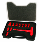 Insulated 1/4" Inch T-Handle Socket Set Includes Socket Sizes: 3/16; 7/32; 1/4; 9/32; 5/16; 11/32; 3/8; 7/16; 1/2; 9/16 and T Handle In Storage Box. 11 Pieces - A1 Tooling