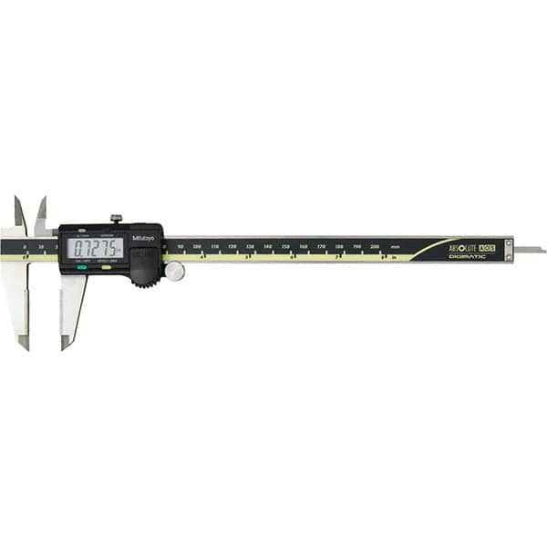 Mitutoyo - 0 to 8" Range 0.01mm Resolution, Electronic Caliper - Steel with 50mm Carbide-Tipped Jaws, 0.001" Accuracy, SPC Output - A1 Tooling