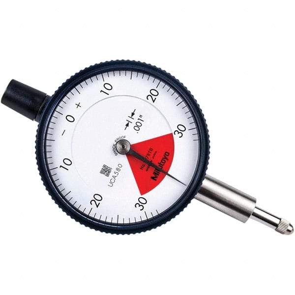 Mitutoyo - 0.06" Range, 30-0-30 Dial Reading, 0.001" Graduation Dial Drop Indicator - 2.24" Dial, 0.079" Range per Revolution, 0.001" Accuracy - A1 Tooling