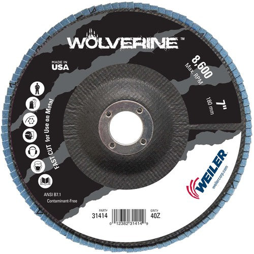 7″ Vortec Pro Abrasive Flap Disc, Flat, Phenolic Backing, 40Z, 7/8″ Arbor Hole - A1 Tooling