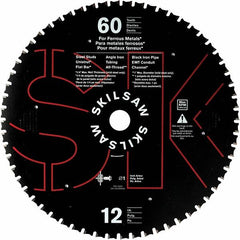 Skilsaw - 12" Diam, 1" Arbor Hole Diam, 60 Tooth Wet & Dry Cut Saw Blade - Carbide-Tipped, Cutoff Action, Standard Round Arbor - A1 Tooling