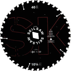 Skilsaw - 10-1/4" Diam, 1" Arbor Hole Diam, 40 Tooth Wet & Dry Cut Saw Blade - Cermet-Tipped, Cutoff Action, Diamond Arbor - A1 Tooling