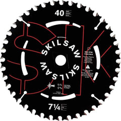 Skilsaw - 7-1/4" Diam, 5/8" Arbor Hole Diam, 40 Tooth Wet & Dry Cut Saw Blade - Carbide-Tipped, Cutoff Action, Diamond Arbor - A1 Tooling