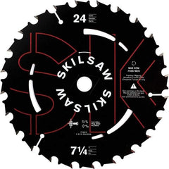 Skilsaw - 7-1/4" Diam, 5/8" Arbor Hole Diam, 24 Tooth Wet & Dry Cut Saw Blade - Carbide-Tipped, Cutoff Action, Diamond Arbor - A1 Tooling