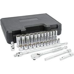 GearWrench - 29 Piece 3/8" Drive Chrome Finish Deep Well Socket Set - 12 Points, 8mm to 19mm Range, Inch/Metric Measurement Standard - A1 Tooling