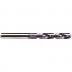 Jobber Length Drill Bit: 0.375″ Dia, 140 °, Solid Carbide TiAlN Finish, Right Hand Cut, Spiral Flute, Straight-Cylindrical Shank