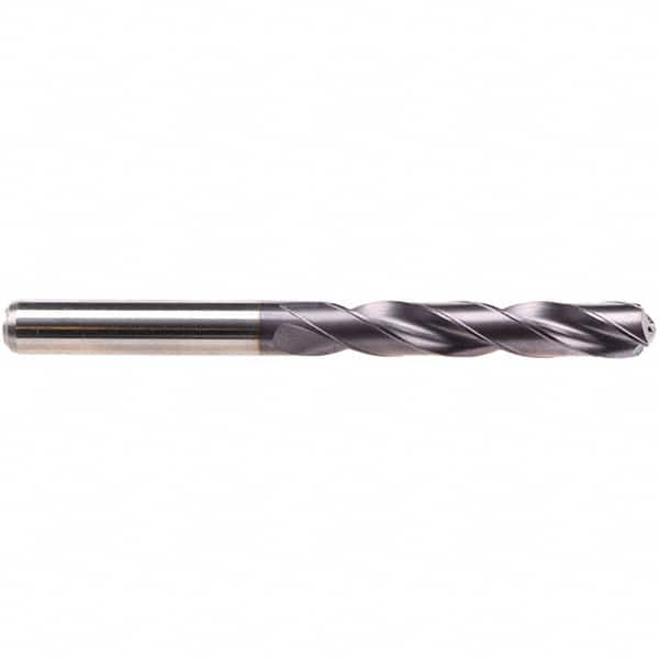 Jobber Length Drill Bit: 0.3504″ Dia, 140 °, Solid Carbide TiAlN Finish, Right Hand Cut, Spiral Flute, Straight-Cylindrical Shank