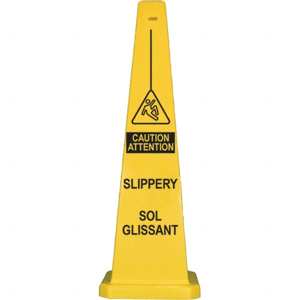 PRO-SAFE - Wet Floor, 12" Wide x 36" High, Polypropylene Cone Floor Sign - A1 Tooling