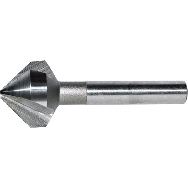 5/8″ Head Diam, 3/8″ Shank Diam, 3 Flute 82° Cobalt Countersink Bright Finish, 2-1/4″ OAL, Single End, Straight Shank, Right Hand Cut