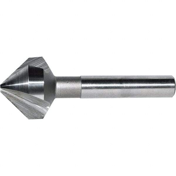 Keo - 3/8" Head Diam, 1/4" Shank Diam, 3 Flute 60° Cobalt Countersink - Bright Finish, 1-3/4" OAL, Single End, Straight Shank, Right Hand Cut - A1 Tooling