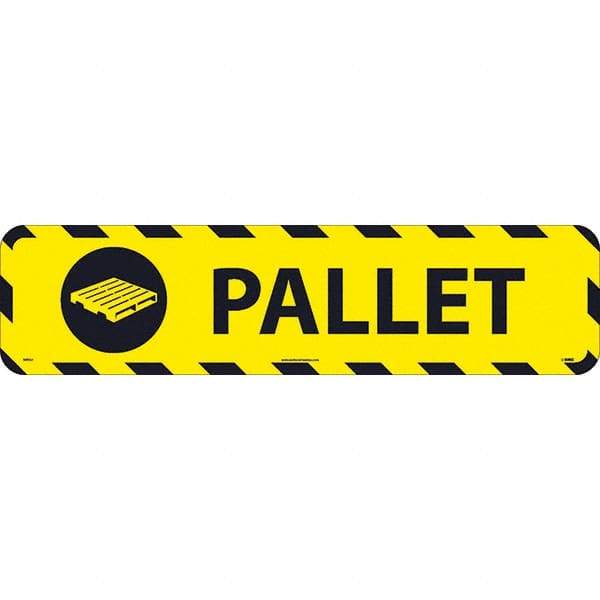 NMC - Pallet, Anti-Skid Pressure-Sensitive Vinyl Floor Sign - Rectangle, Black on Yellow, Adhesive Backed, For Restroom, Janitorial & Housekeeping - A1 Tooling