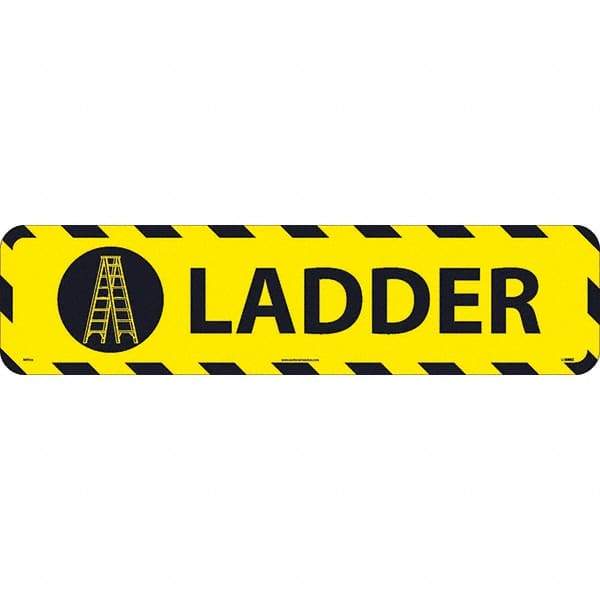 NMC - Ladder, Anti-Skid Pressure-Sensitive Vinyl Floor Sign - Rectangle, Black on Yellow, Adhesive Backed, For Restroom, Janitorial & Housekeeping - A1 Tooling