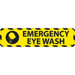 NMC - Emergency Eye Wash, Anti-Skid Pressure-Sensitive Vinyl Floor Sign - Rectangle, Black on Yellow, Adhesive Backed, For Restroom, Janitorial & Housekeeping - A1 Tooling