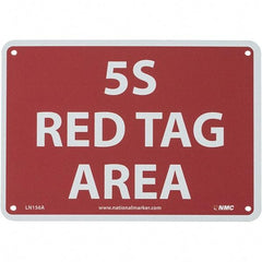 NMC - "5S Red Tag Area", 7" Long x 10" Wide, Aluminum Safety Sign - Rectangular, Use for Workplace/Safety - A1 Tooling