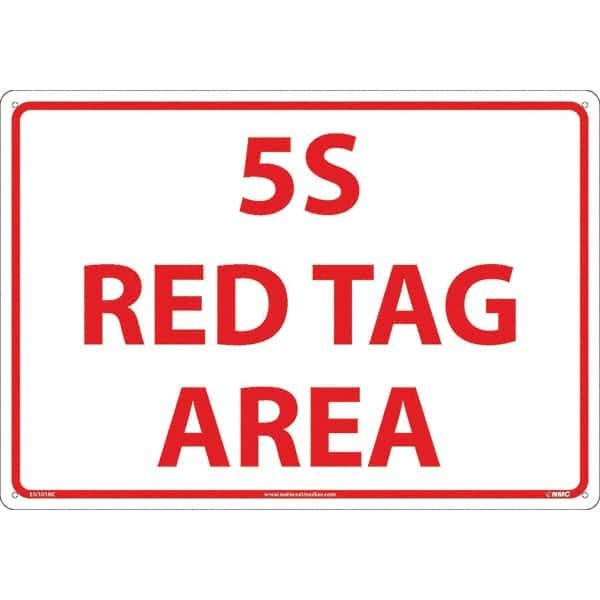 NMC - "5S Red Tag Area", 14" Long x 20" Wide, Rigid Plastic Safety Sign - Rectangular, Use for Workplace/Safety - A1 Tooling