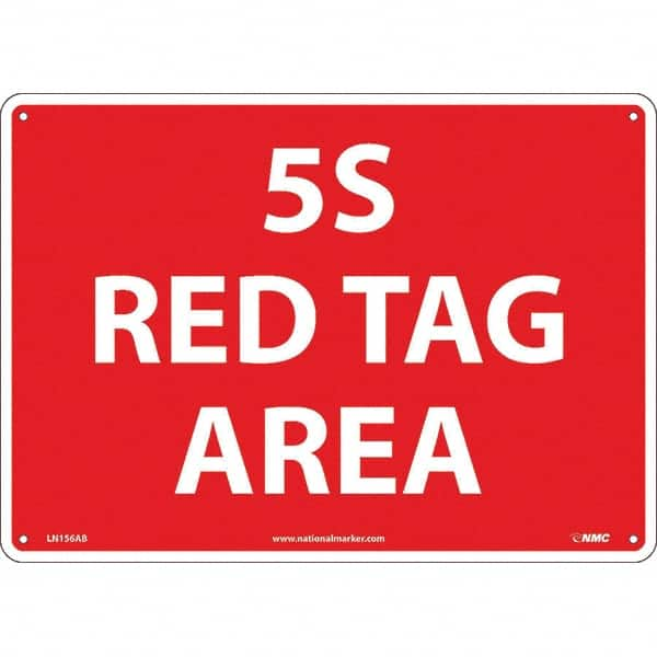 NMC - "5S Red Tag Area", 10" Long x 14" Wide, Aluminum Safety Sign - Rectangular, Use for Workplace/Safety - A1 Tooling