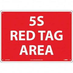 NMC - "5S Red Tag Area", 10" Long x 14" Wide, Aluminum Safety Sign - Rectangular, Use for Workplace/Safety - A1 Tooling