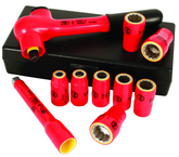 Insulated 3/8" Drive Metric Socket Set 8.0mm - 19.0mm Sockets; 125mm Extension Bar; 3/8" Ratchet in Storage Box. 10 Piece Set - A1 Tooling