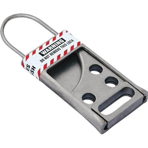 NMC - Single Jaw, 2" Jaw Diam, 6 PadLocks, Stainless Steel Lockout Hasp - Slide, 3-1/2" Long x 2-1/2" Wide, Gray - A1 Tooling