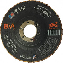 BULLARD - 36 Grit, 4-1/2" Wheel Diam, 1/8" Wheel Thickness, 7/8" Arbor Hole, Type 29 Depressed Center Wheel - Coarse/Extra Coarse Grade, Ceramic, 13,300 Max RPM, Compatible with Angle Grinder - A1 Tooling