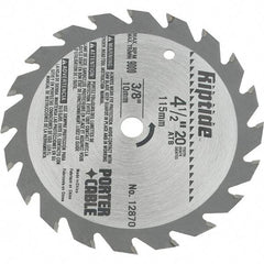 Porter-Cable - 4-1/2" Diam, 3/8" Arbor Hole Diam, 20 Tooth Wet & Dry Cut Saw Blade - Carbide-Tipped, Ripping Action, Standard Round Arbor - A1 Tooling