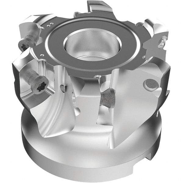 Seco - 6 Inserts, 50.5mm Cutter Diam, 1.8mm Max Depth of Cut, Indexable High-Feed Face Mill - 19.05mm Arbor Hole Diam, 0.185" Keyway Width, 1-1/2" High, R220.21-LP09 Toolholder, LPKT09 Inserts, Series High Feed - A1 Tooling