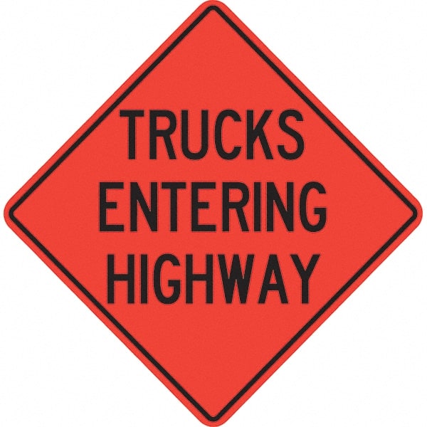 PRO-SAFE - "Trucks Entering Highway," 36" Wide x 36" High Vinyl Traffic Control Sign - A1 Tooling