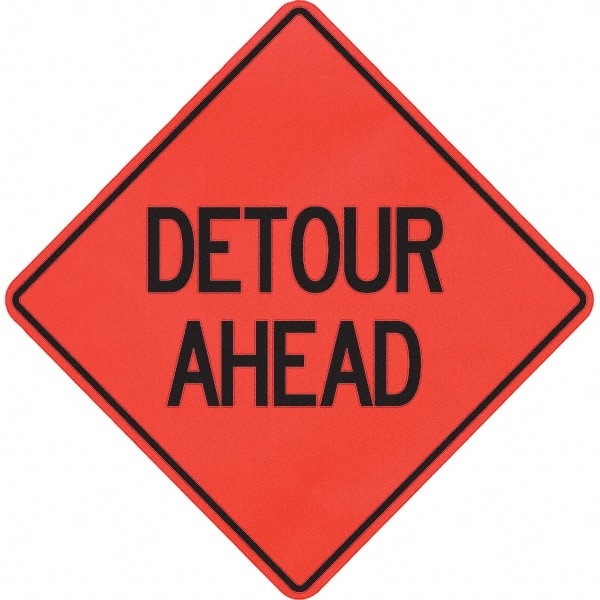 PRO-SAFE - "Detour Ahead," 48" Wide x 48" High Vinyl Traffic Control Sign - A1 Tooling