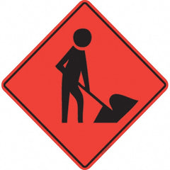 PRO-SAFE - Worker Digging, 36" Wide x 36" High Vinyl Traffic Control Sign - A1 Tooling