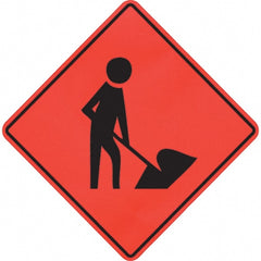 PRO-SAFE - Worker Digging, 48" Wide x 48" High Vinyl Traffic Control Sign - A1 Tooling