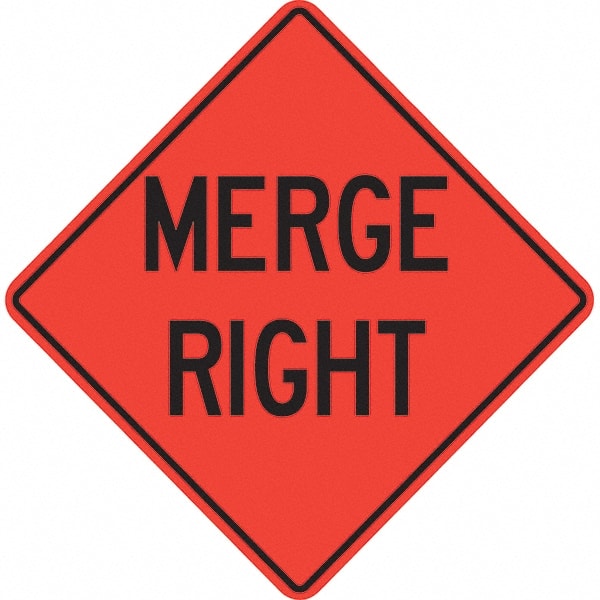 PRO-SAFE - "Merge Right," 36" Wide x 36" High Vinyl Traffic Control Sign - A1 Tooling