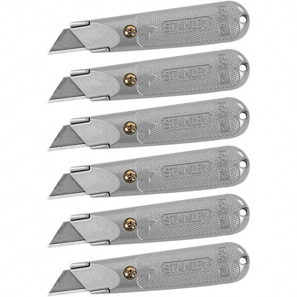 Stanley - Fixed Utility Knife - Aluminum (Color) Aluminum Handle, 18 Blades Included - A1 Tooling