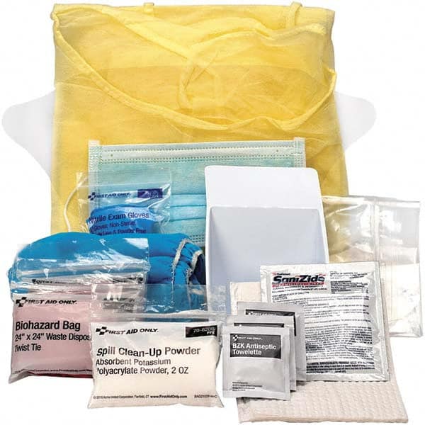 PRO-SAFE - 13 Piece, Bloodborne Pathogen Kit - 1-3/4" Wide x 8-1/4" Deep x 8-1/4" High, No Container Included - Refill Only - A1 Tooling