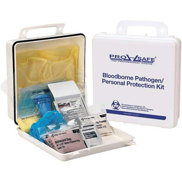 PRO-SAFE - Personal Protection Bloodborne Pathogen Kit - 2-3/4" Wide x 9-1/4" Deep x 9-1/4" High, Plastic Box - A1 Tooling