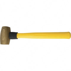 American Hammer - 3-1/2 Lb Brass Nonsparking Hammer - 16" OAL, 3-1/2" Head Length, 2" Face Diam, 14" Fiberglass with Grip Handle - A1 Tooling